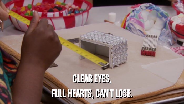 CLEAR EYES, FULL HEARTS, CAN'T LOSE. 