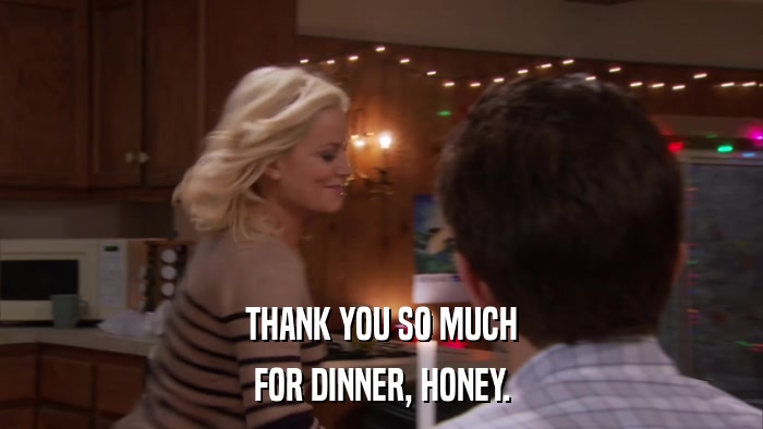 THANK YOU SO MUCH FOR DINNER, HONEY. 