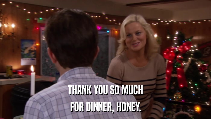 THANK YOU SO MUCH FOR DINNER, HONEY. 