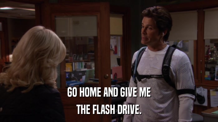 GO HOME AND GIVE ME THE FLASH DRIVE. 