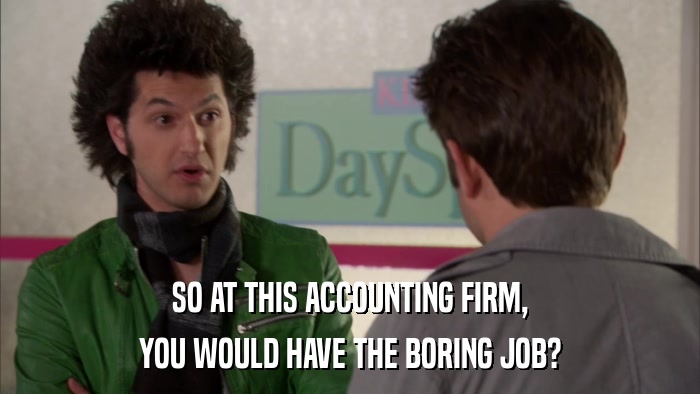 SO AT THIS ACCOUNTING FIRM, YOU WOULD HAVE THE BORING JOB? 