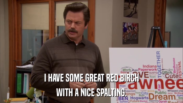 I HAVE SOME GREAT RED BIRCH WITH A NICE SPALTING. 