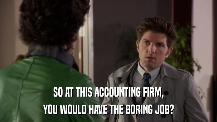 SO AT THIS ACCOUNTING FIRM, YOU WOULD HAVE THE BORING JOB? 