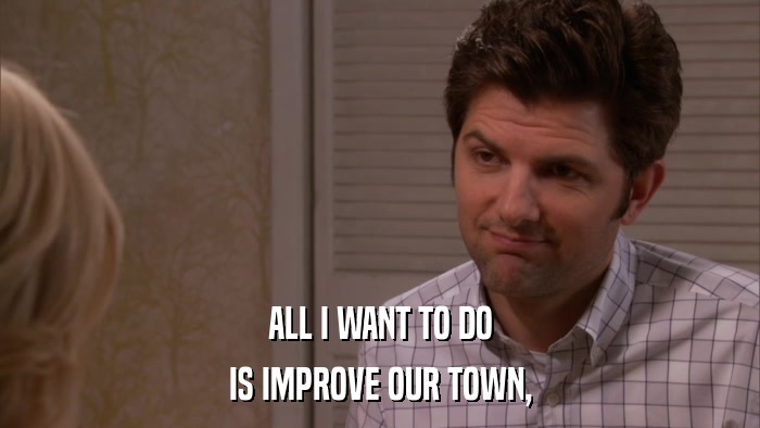 ALL I WANT TO DO IS IMPROVE OUR TOWN, 