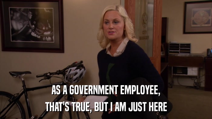 AS A GOVERNMENT EMPLOYEE, THAT'S TRUE, BUT I AM JUST HERE 