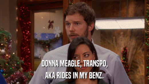 DONNA MEAGLE, TRANSPO, AKA RIDES IN MY BENZ. 
