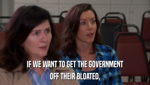 IF WE WANT TO GET THE GOVERNMENT OFF THEIR BLOATED, 