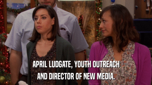 APRIL LUDGATE, YOUTH OUTREACH AND DIRECTOR OF NEW MEDIA. 