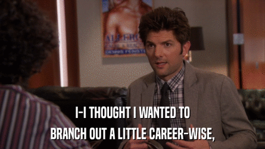 I-I THOUGHT I WANTED TO BRANCH OUT A LITTLE CAREER-WISE, 