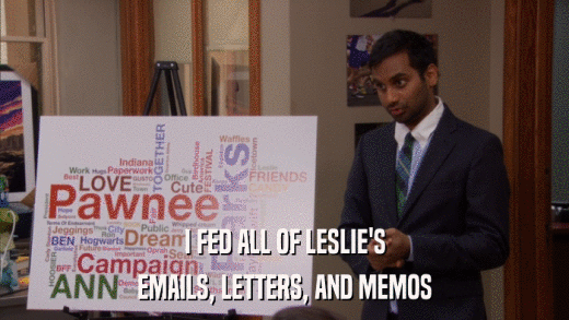 I FED ALL OF LESLIE'S EMAILS, LETTERS, AND MEMOS 