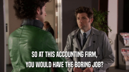 SO AT THIS ACCOUNTING FIRM, YOU WOULD HAVE THE BORING JOB? 