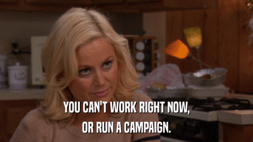 YOU CAN'T WORK RIGHT NOW, OR RUN A CAMPAIGN. 