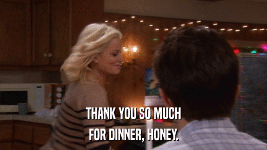 THANK YOU SO MUCH FOR DINNER, HONEY. 