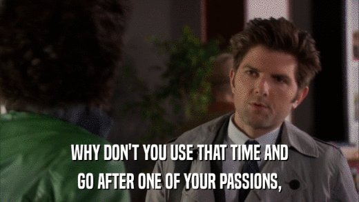 WHY DON'T YOU USE THAT TIME AND GO AFTER ONE OF YOUR PASSIONS, 