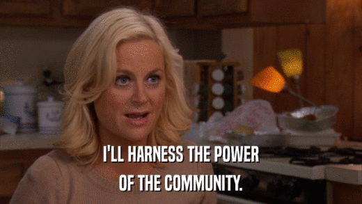 I'LL HARNESS THE POWER OF THE COMMUNITY. 