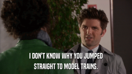 I DON'T KNOW WHY YOU JUMPED STRAIGHT TO MODEL TRAINS. 