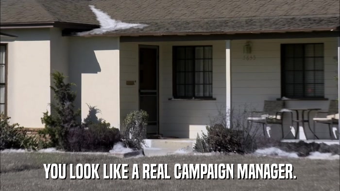 YOU LOOK LIKE A REAL CAMPAIGN MANAGER.  