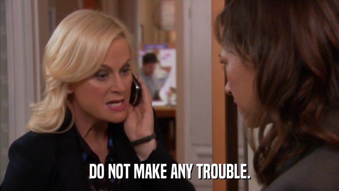 DO NOT MAKE ANY TROUBLE.  