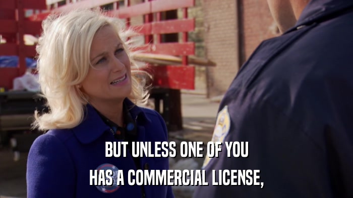 BUT UNLESS ONE OF YOU HAS A COMMERCIAL LICENSE, 
