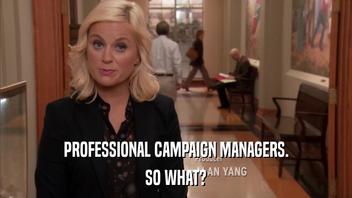 PROFESSIONAL CAMPAIGN MANAGERS. SO WHAT? 