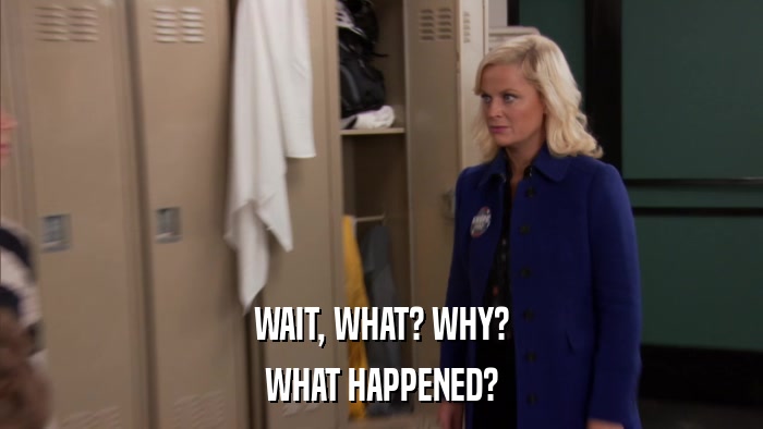WAIT, WHAT? WHY? WHAT HAPPENED? 