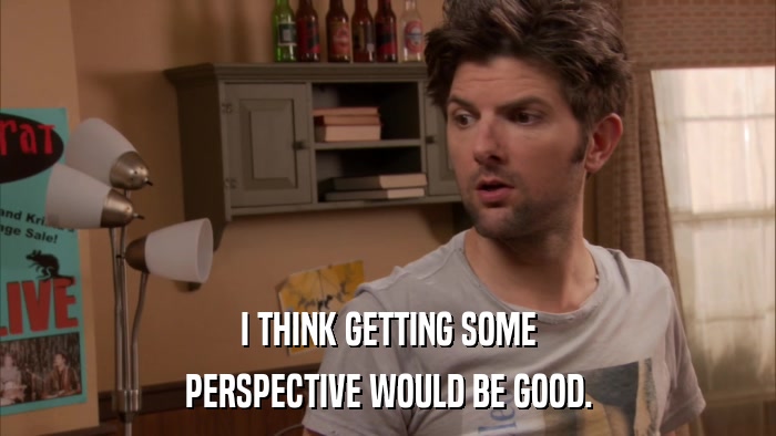 I THINK GETTING SOME PERSPECTIVE WOULD BE GOOD. 