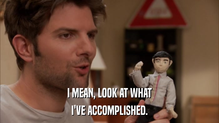 I MEAN, LOOK AT WHAT I'VE ACCOMPLISHED. 