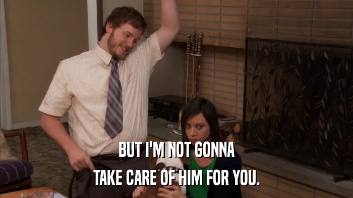 BUT I'M NOT GONNA TAKE CARE OF HIM FOR YOU. 
