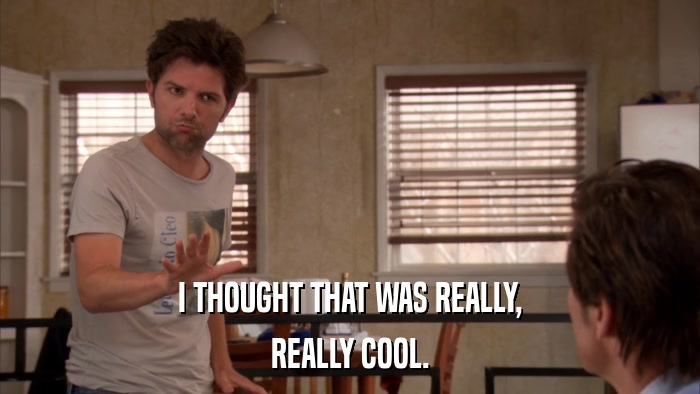 I THOUGHT THAT WAS REALLY, REALLY COOL. 
