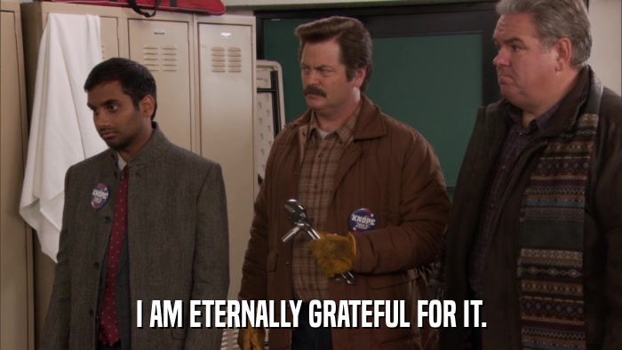 I AM ETERNALLY GRATEFUL FOR IT.  