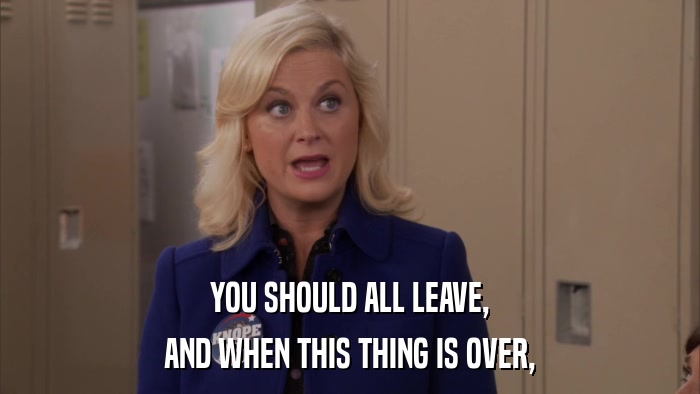 YOU SHOULD ALL LEAVE, AND WHEN THIS THING IS OVER, 