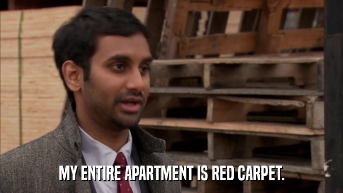 MY ENTIRE APARTMENT IS RED CARPET.  