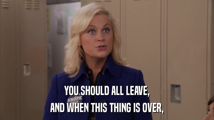 YOU SHOULD ALL LEAVE, AND WHEN THIS THING IS OVER, 