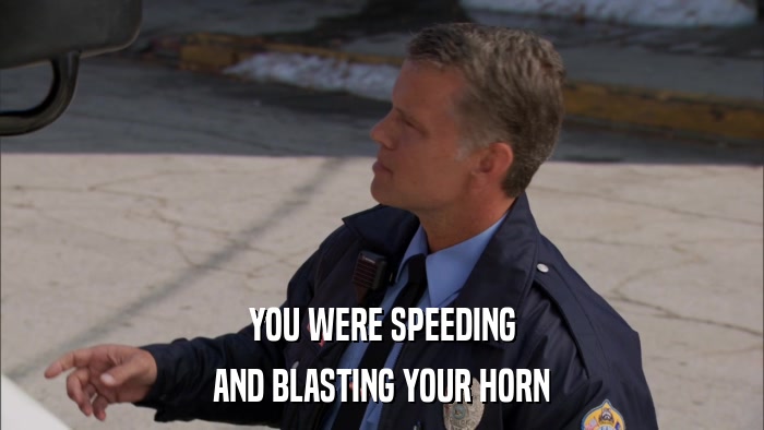 YOU WERE SPEEDING AND BLASTING YOUR HORN 