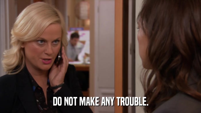 DO NOT MAKE ANY TROUBLE.  