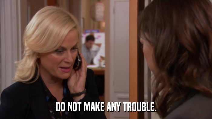 DO NOT MAKE ANY TROUBLE.  
