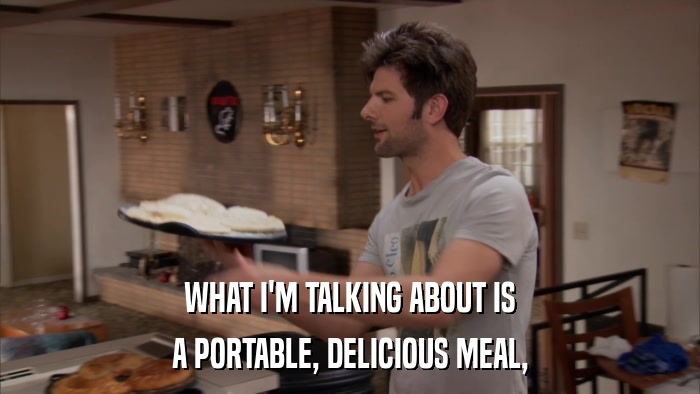 WHAT I'M TALKING ABOUT IS A PORTABLE, DELICIOUS MEAL, 