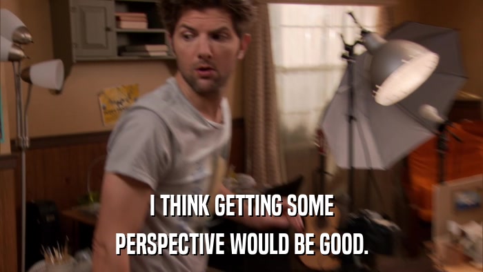 I THINK GETTING SOME PERSPECTIVE WOULD BE GOOD. 