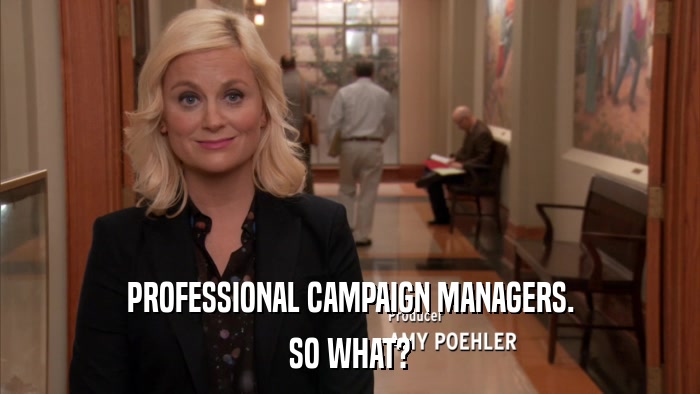 PROFESSIONAL CAMPAIGN MANAGERS. SO WHAT? 