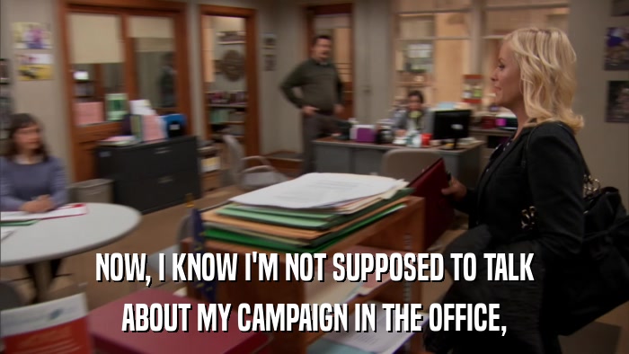 NOW, I KNOW I'M NOT SUPPOSED TO TALK ABOUT MY CAMPAIGN IN THE OFFICE, 