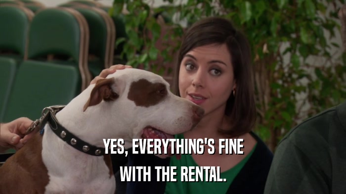 YES, EVERYTHING'S FINE WITH THE RENTAL. 
