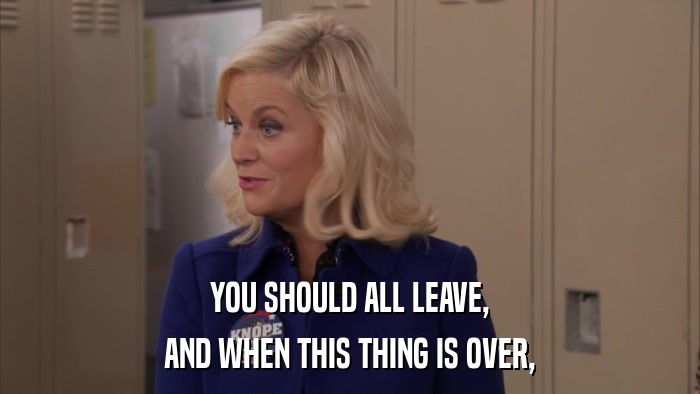 YOU SHOULD ALL LEAVE, AND WHEN THIS THING IS OVER, 