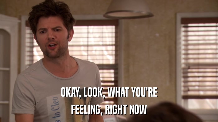 OKAY, LOOK, WHAT YOU'RE FEELING, RIGHT NOW 