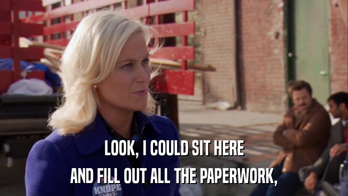 LOOK, I COULD SIT HERE AND FILL OUT ALL THE PAPERWORK, 