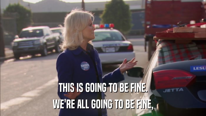 THIS IS GOING TO BE FINE. WE'RE ALL GOING TO BE FINE, 