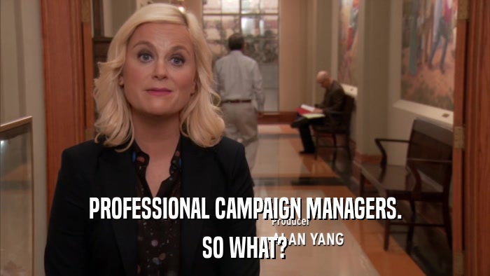 PROFESSIONAL CAMPAIGN MANAGERS. SO WHAT? 