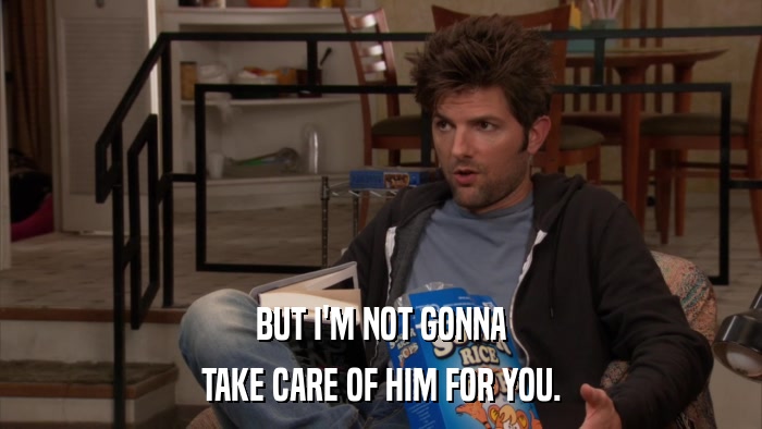 BUT I'M NOT GONNA TAKE CARE OF HIM FOR YOU. 