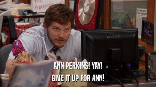 ANN PERKINS! YAY! GIVE IT UP FOR ANN! 