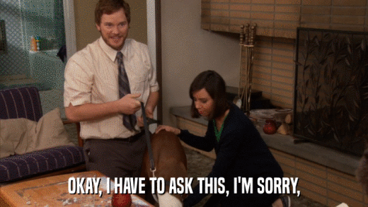OKAY, I HAVE TO ASK THIS, I'M SORRY,  