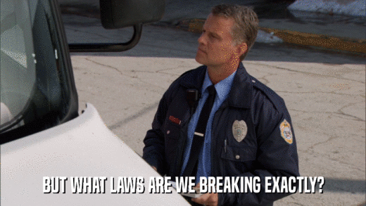 BUT WHAT LAWS ARE WE BREAKING EXACTLY?  
